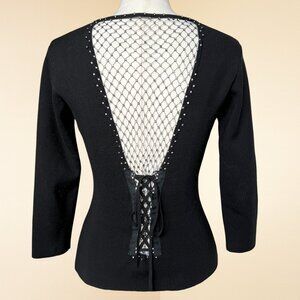 Vintage Silk Beaded Corset-Back Top